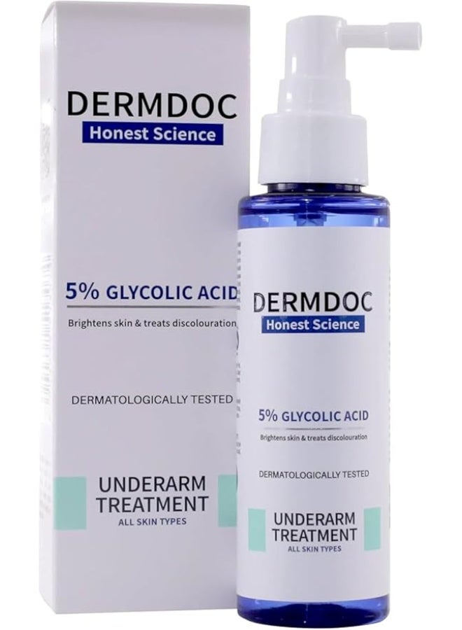 DERMDOC by Purplle 5% Glycolic Acid Underarm Brightening Spray Treatment (100 ml) | Exfoliating & Brightening | Multi-Purpose Spray for Hyperpigmentation. - Image 1